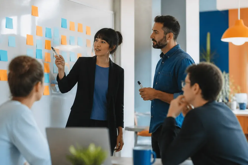 People planning together at a whiteboard